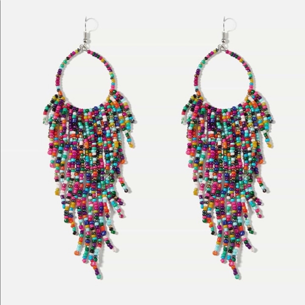 Long Beaded Drop Earrings🌸